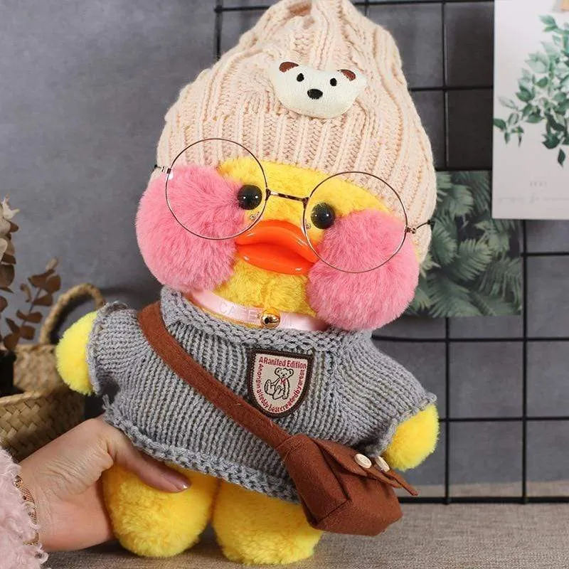 30cm Cartoon LaLafanfan Cafe Yellow Duck Plush Toy Stuffed Soft Kawaii Duck Doll Animal Pillow Girl Birthday Gift for Children