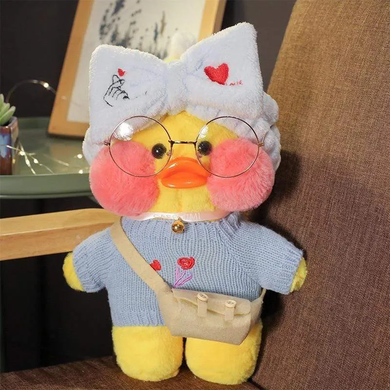 30cm Cartoon LaLafanfan Cafe Yellow Duck Plush Toy Stuffed Soft Kawaii Duck Doll Animal Pillow Girl Birthday Gift for Children