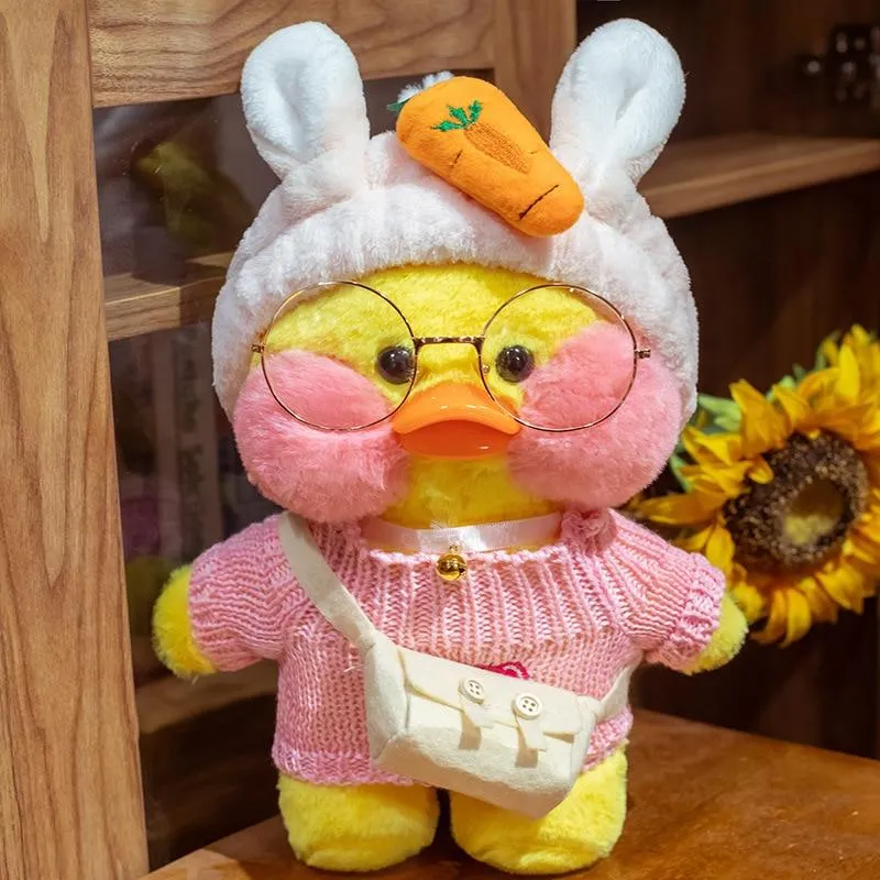 30cm Cartoon LaLafanfan Cafe Yellow Duck Plush Toy Stuffed Soft Kawaii Duck Doll Animal Pillow Girl Birthday Gift for Children