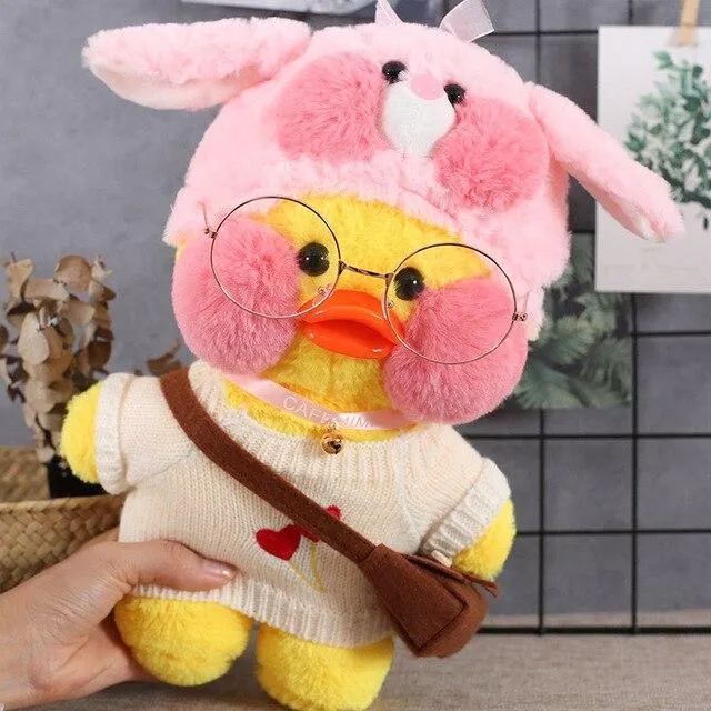 30cm Cartoon LaLafanfan Cafe Yellow Duck Plush Toy Stuffed Soft Kawaii Duck Doll Animal Pillow Girl Birthday Gift for Children