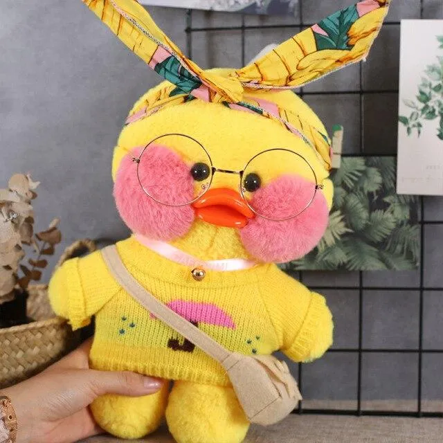 30cm Cartoon LaLafanfan Cafe Yellow Duck Plush Toy Stuffed Soft Kawaii Duck Doll Animal Pillow Girl Birthday Gift for Children