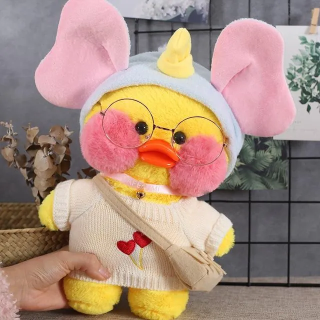 30cm Cartoon LaLafanfan Cafe Yellow Duck Plush Toy Stuffed Soft Kawaii Duck Doll Animal Pillow Girl Birthday Gift for Children