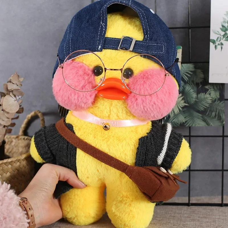 30cm Cartoon LaLafanfan Cafe Yellow Duck Plush Toy Stuffed Soft Kawaii Duck Doll Animal Pillow Girl Birthday Gift for Children