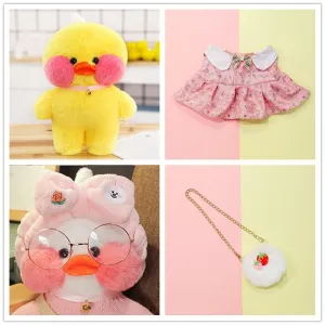 30cm Kawaii Plush Yellow Duck Stuffed Animals Hyaluronic Acid Duck Lalafanfan Duck Clothes Accessories Toys for Girls Kids Gifts