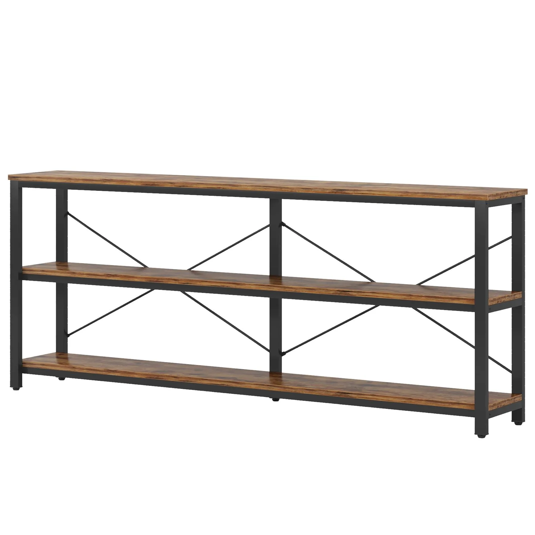 70.9" Console Table, 3-Tier Sofa Table with Metal Frame