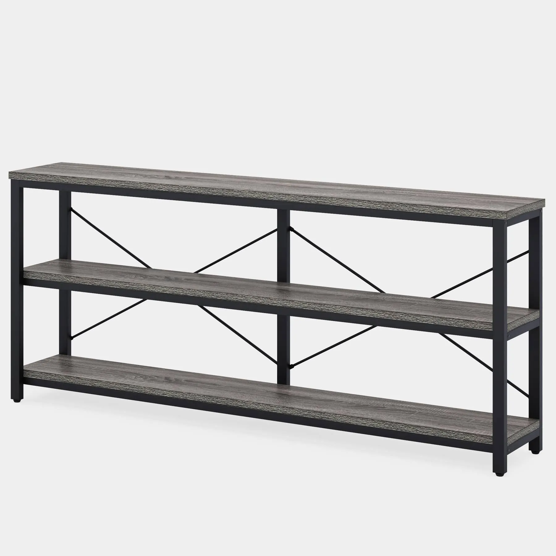 70.9" Console Table, 3-Tier Sofa Table with Metal Frame