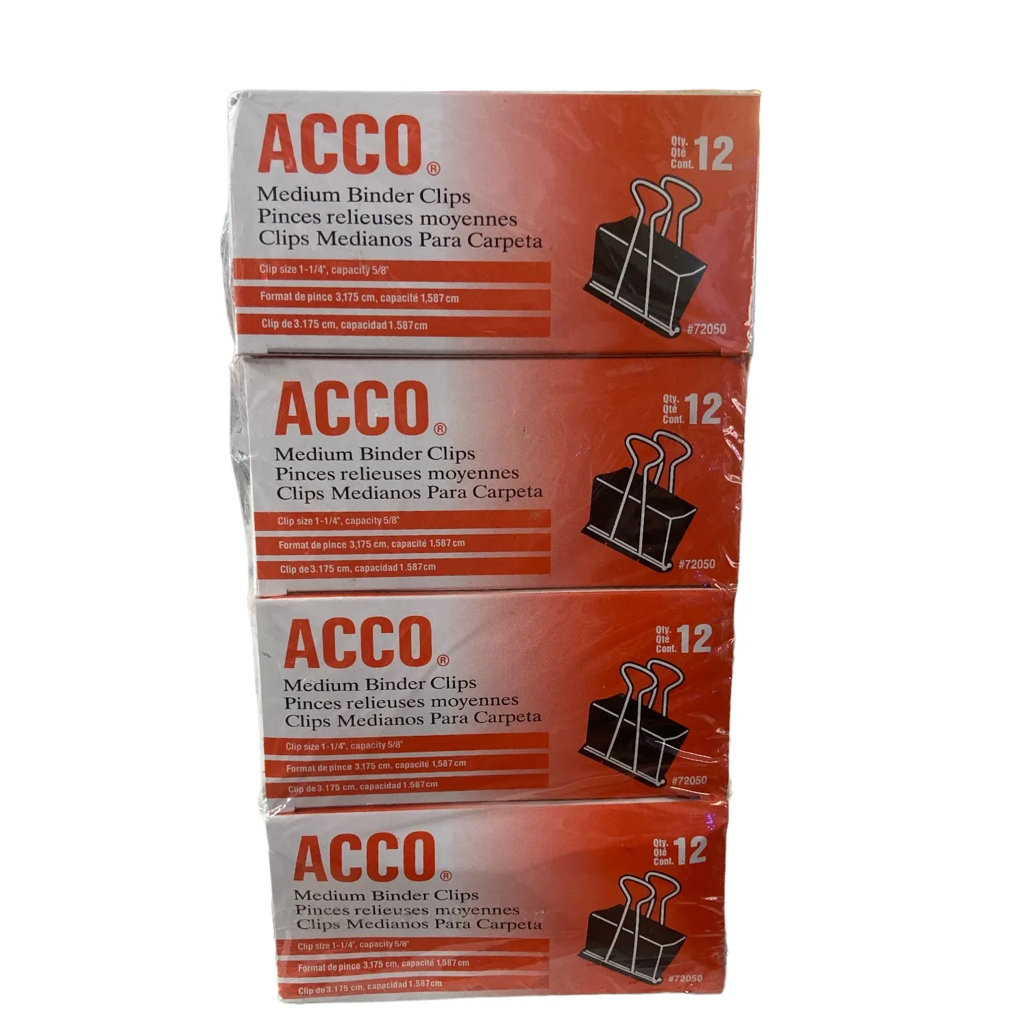 ACCO Medium Size Binder Clips - 1 p1/4'' Width. 5/8'' Capacity (96 Total)