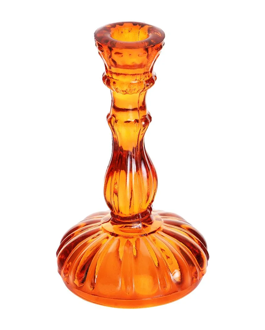 Alenjadro Antique Glass Candle Stand | Multiple Colors |  4 x 2 x 7 inches