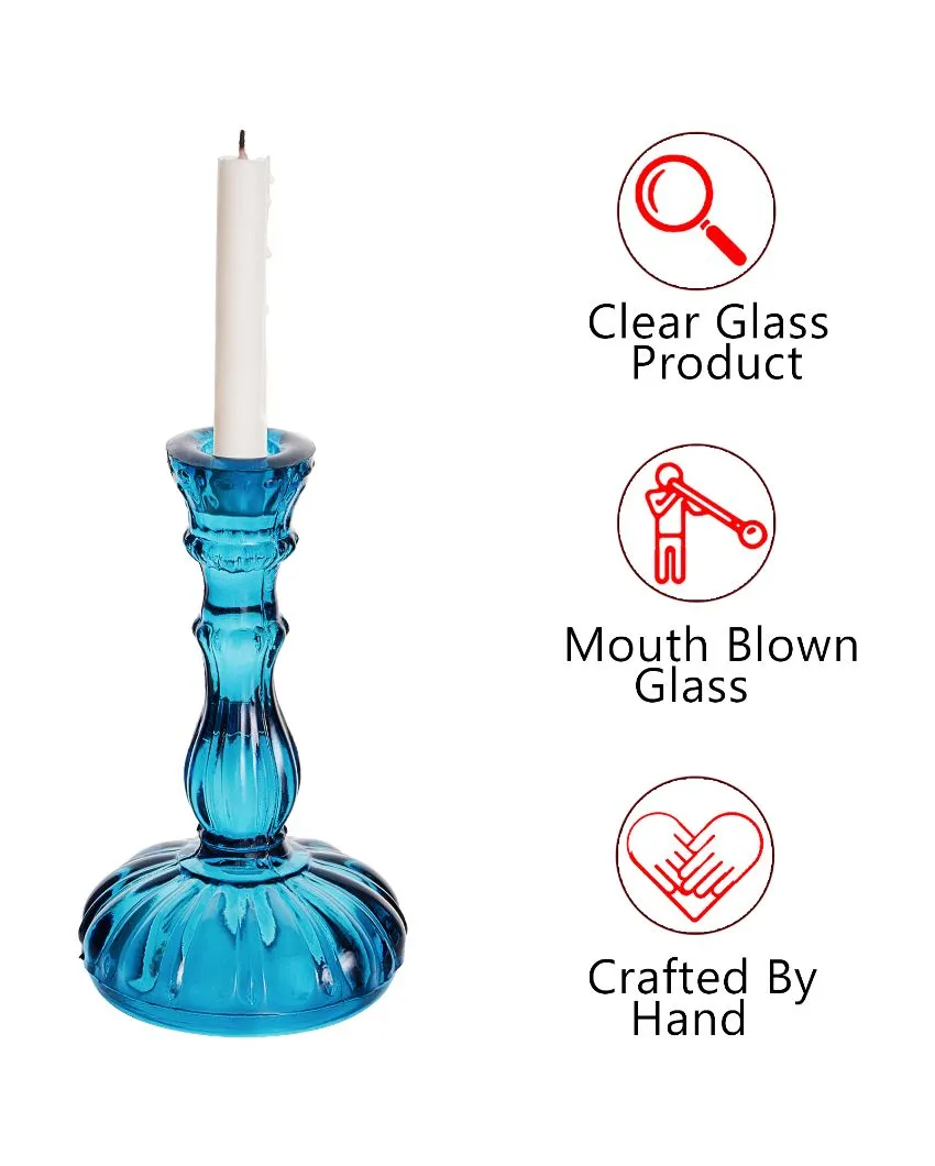 Alenjadro Antique Glass Candle Stand | Multiple Colors |  4 x 2 x 7 inches