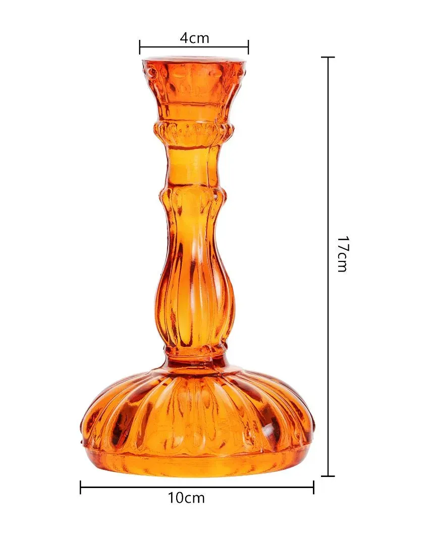 Alenjadro Antique Glass Candle Stand | Multiple Colors |  4 x 2 x 7 inches