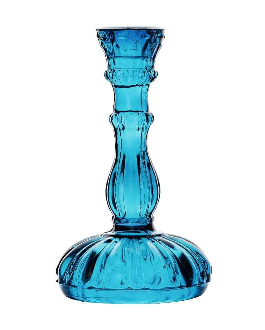 Alenjadro Antique Glass Candle Stand | Multiple Colors |  4 x 2 x 7 inches