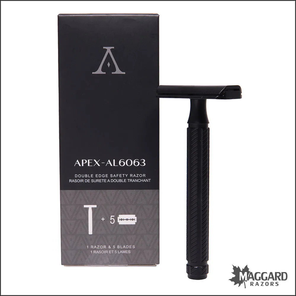 Aylsworth Razors The APEX AL-6063 Machined Aluminum Closed Comb DE Safety Razor, Black and Black