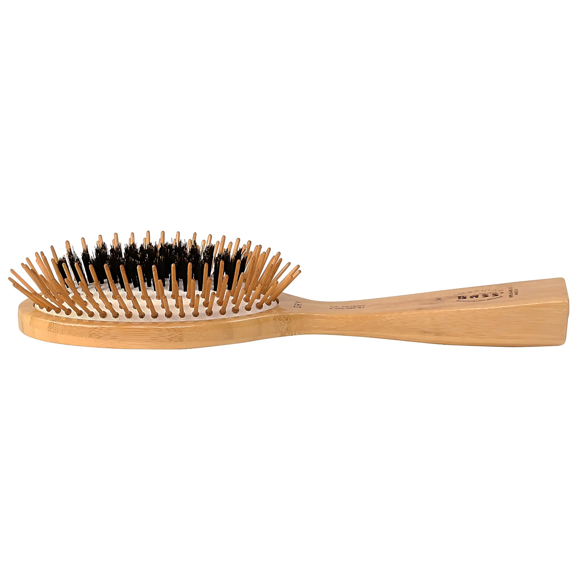 Bass Brushes 54 Dark Bamboo | Large Oval Hairbrush with Natural Bristle   Nylon Pin