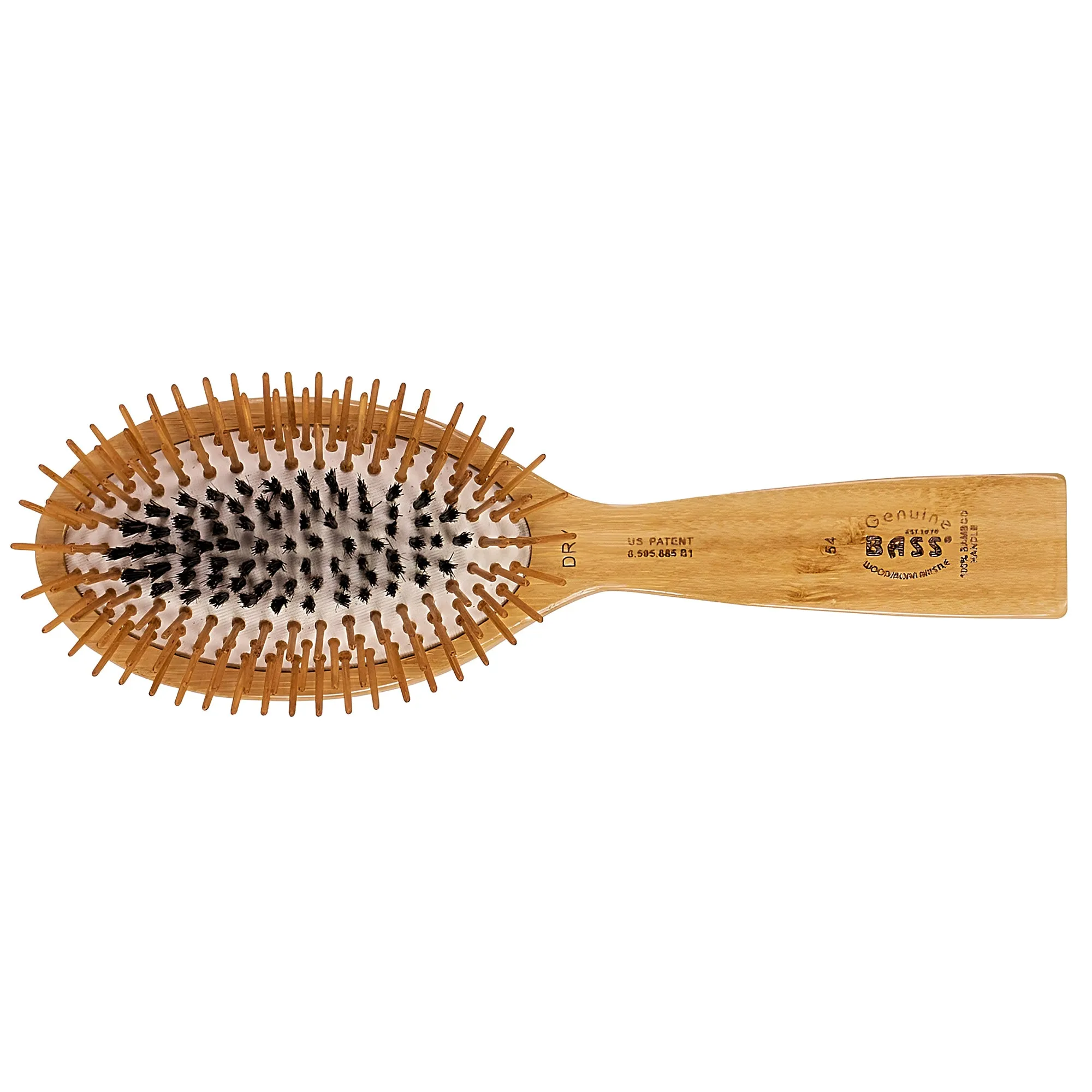 Bass Brushes 54 Dark Bamboo | Large Oval Hairbrush with Natural Bristle   Nylon Pin