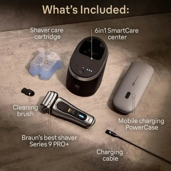 Braun Series 9 Pro  9577cc Wet & Dry Shaver with 6-in-1 SmartCare Center and PowerCase, Silver