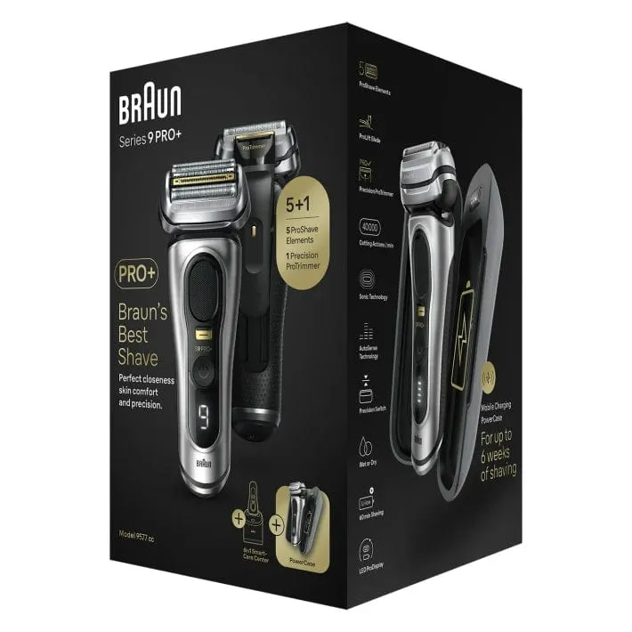 Braun Series 9 Pro  9577cc Wet & Dry Shaver with 6-in-1 SmartCare Center and PowerCase, Silver