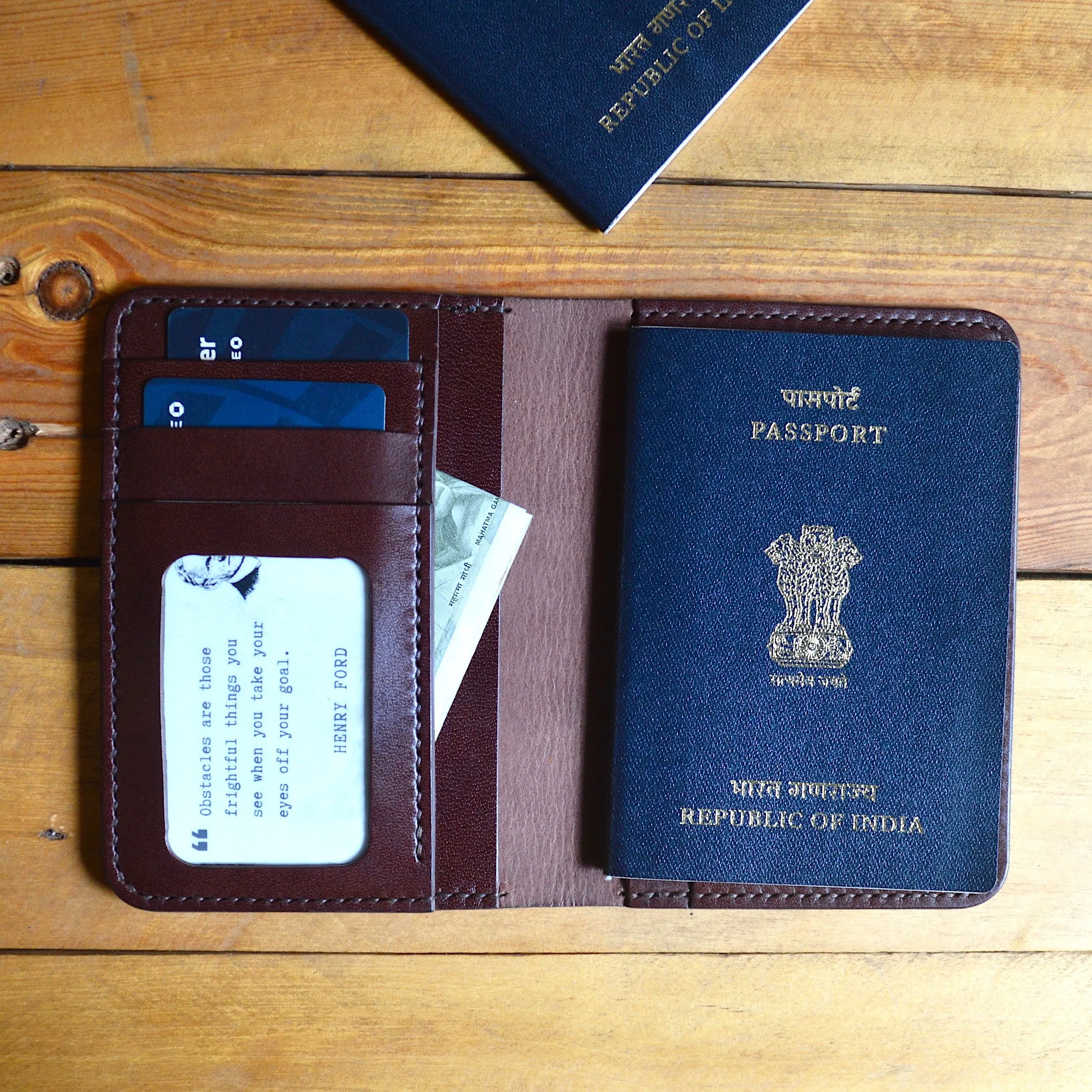 Compact Passport Wallet - Mahogany