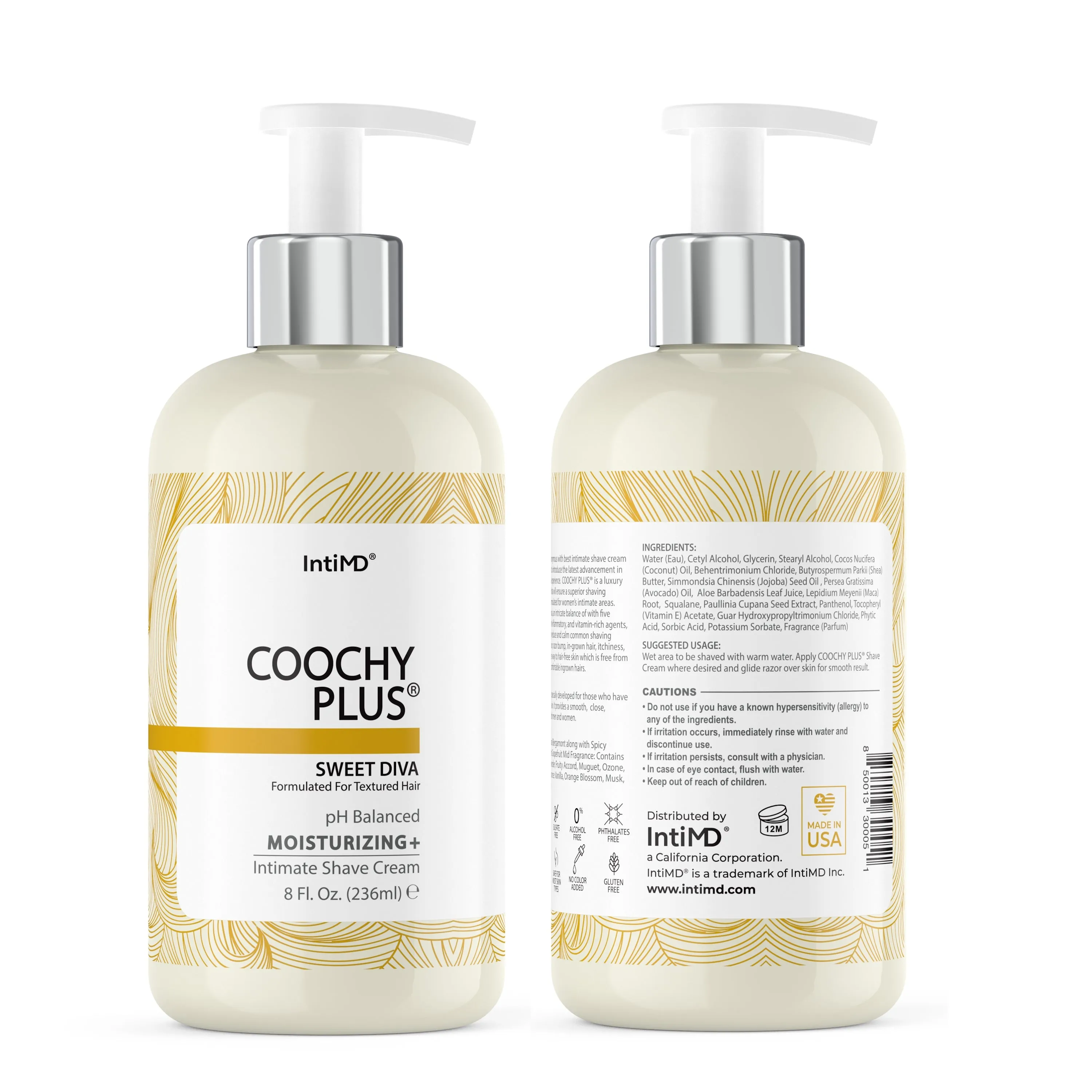 Coochy Plus Intimate Shaving Cream SWEET DIVA For Afro Natural Texture Hair With HydroLock & MOISTURIZING  Formula 8 Oz.