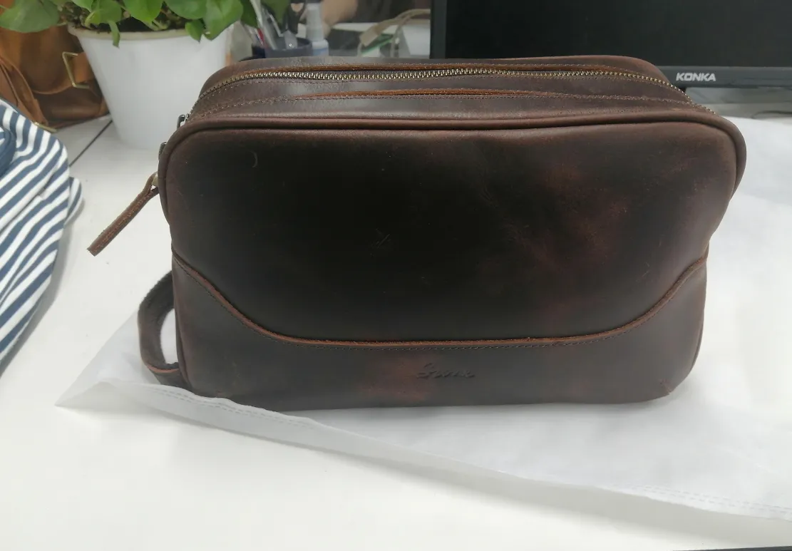 Crazy Horse Leather Toiletry Bag