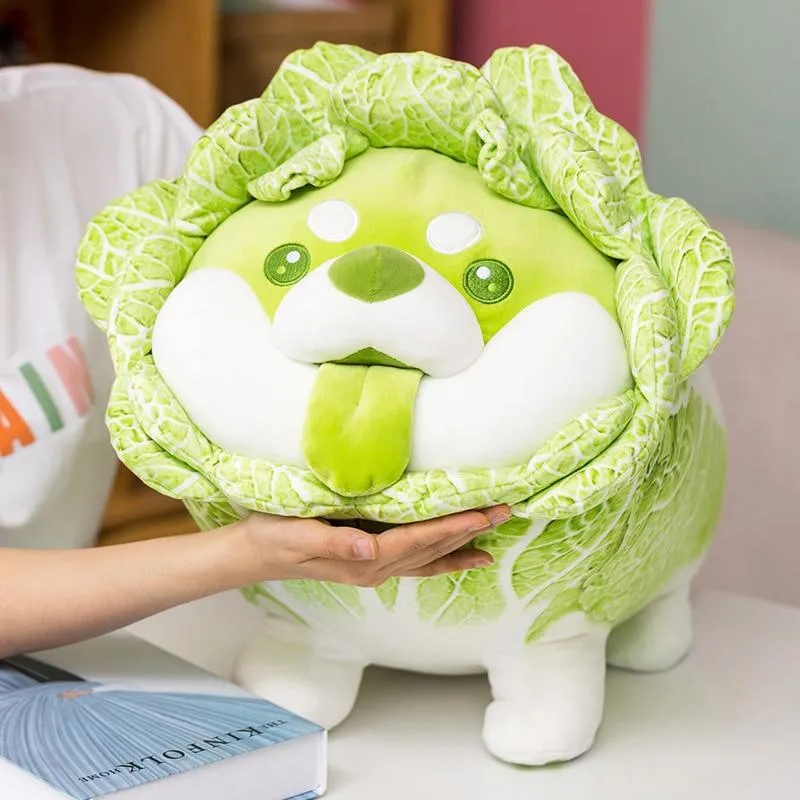 Cute Vegetable Fairy Plush Toys Japanese Cabbage Dog Fluffy Soft Shiba Inu Pillow Stuffed Animals Doll for Kids Baby Girls Gifts