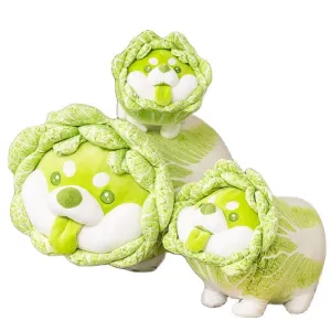 Cute Vegetable Fairy Plush Toys Japanese Cabbage Dog Fluffy Soft Shiba Inu Pillow Stuffed Animals Doll for Kids Baby Girls Gifts