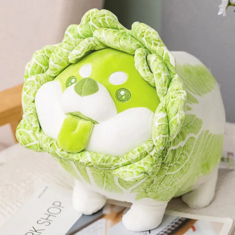 Cute Vegetable Fairy Plush Toys Japanese Cabbage Dog Fluffy Soft Shiba Inu Pillow Stuffed Animals Doll for Kids Baby Girls Gifts