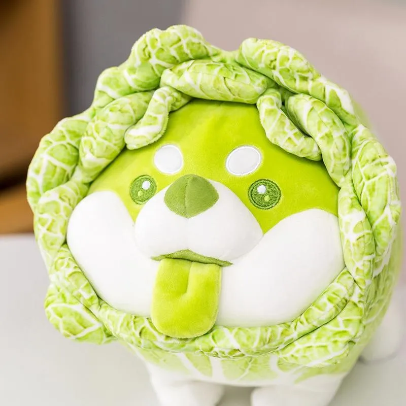 Cute Vegetable Fairy Plush Toys Japanese Cabbage Dog Fluffy Soft Shiba Inu Pillow Stuffed Animals Doll for Kids Baby Girls Gifts