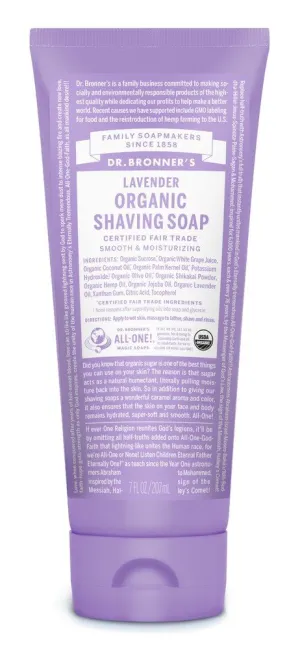 Dr. Bronner's Organic Shaving Soap Lavender 7 oz Gel