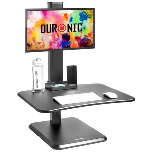 Duronic Sit-Stand Desk DM05D14 | Height Adjustable Office Workstation | 65x51cm Platform | Raises 7-44cm | Riser for PC Computer Screen and Keyboard | Ergonomic Desktop Converter with Screen Mount