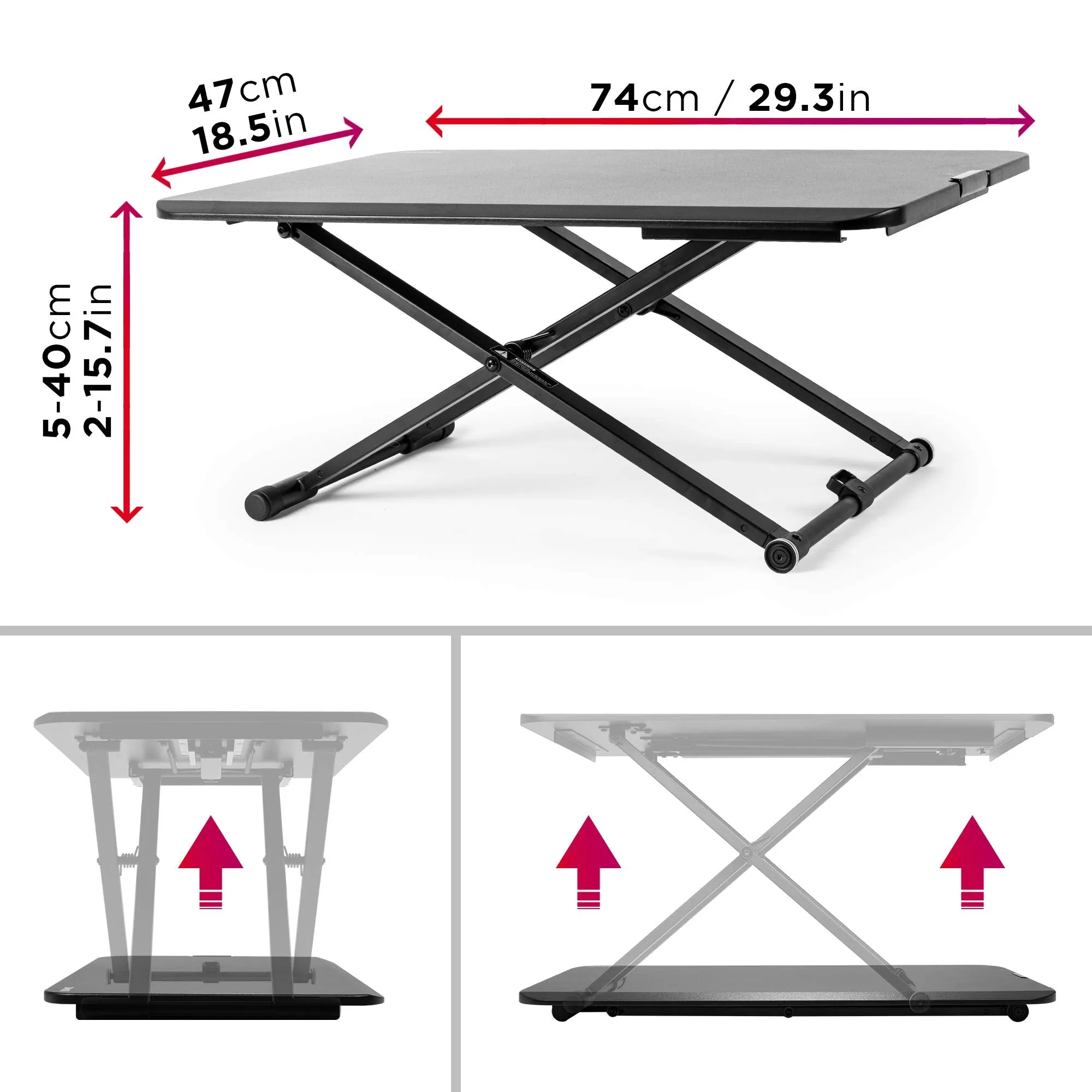 Duronic Sit-Stand Desk DM05D24 | Height Adjustable Office Workstation | 74x47cm Platform | Raises from 5-40cm | Riser for PC Computer Screen, Keyboard, Laptop | Ergonomic Desktop Table Converter…