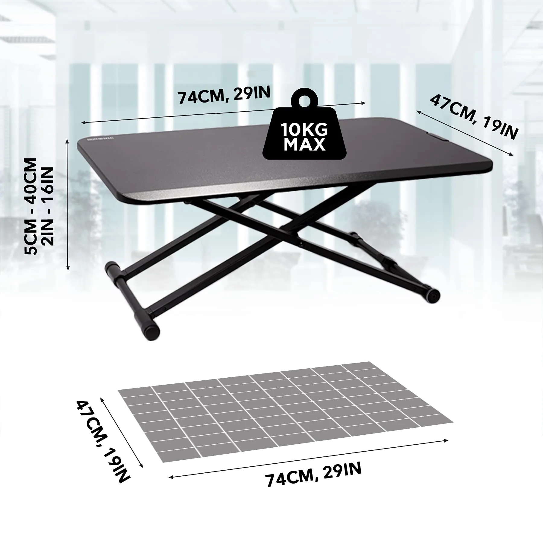 Duronic Sit-Stand Desk DM05D24 | Height Adjustable Office Workstation | 74x47cm Platform | Raises from 5-40cm | Riser for PC Computer Screen, Keyboard, Laptop | Ergonomic Desktop Table Converter…