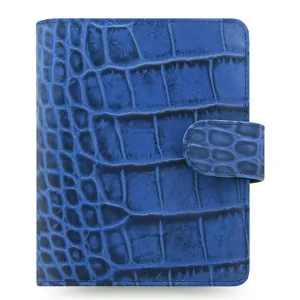 Filofax Classic Croc Print Pocket Indigo Leather Organizer Agenda 2024