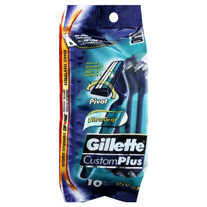 Gillette CustomPlus Pivot Disposable Razors with Ultra Grip 10 Pack