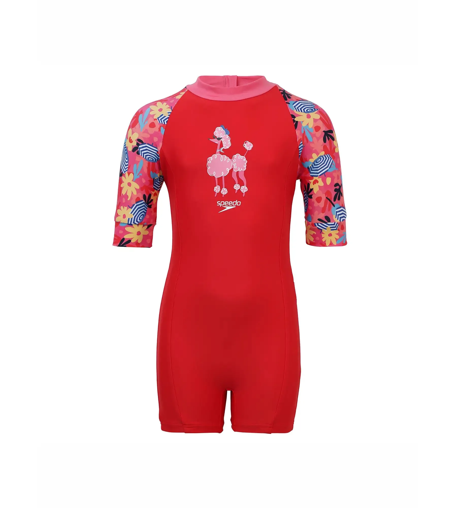 Girl's Endurance Essential All In One Suit - Risk Red & Summer Yellow