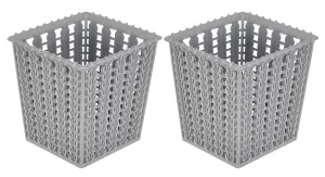 Heart Home Square Shape M 5 Multipurpose Plastic Holder/Organizer/Stand for Kitchen, Bathroom, Office Use - Pack of 2 (Grey)-46HH0445