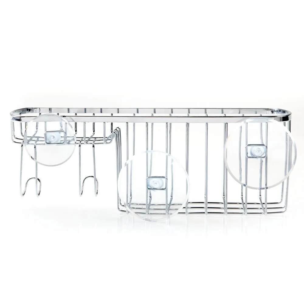 iDesign Gia Shower Suction Combo Basket in Chrome