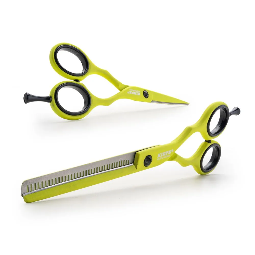 Kiepe Regular 5.5" Scissors And Thinning Scissors - Lime