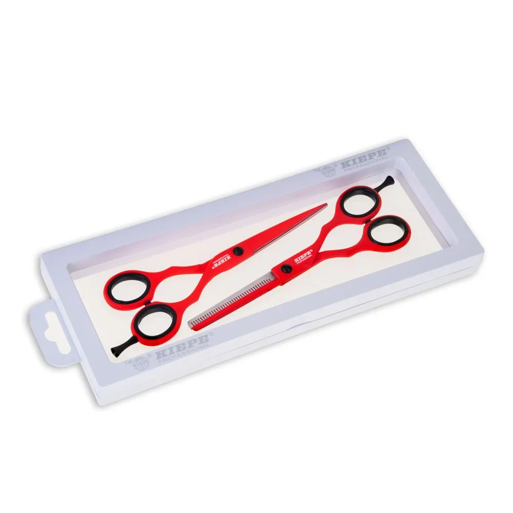 Kiepe Regular 5.5" Scissors And Thinning Scissors - Red Passion