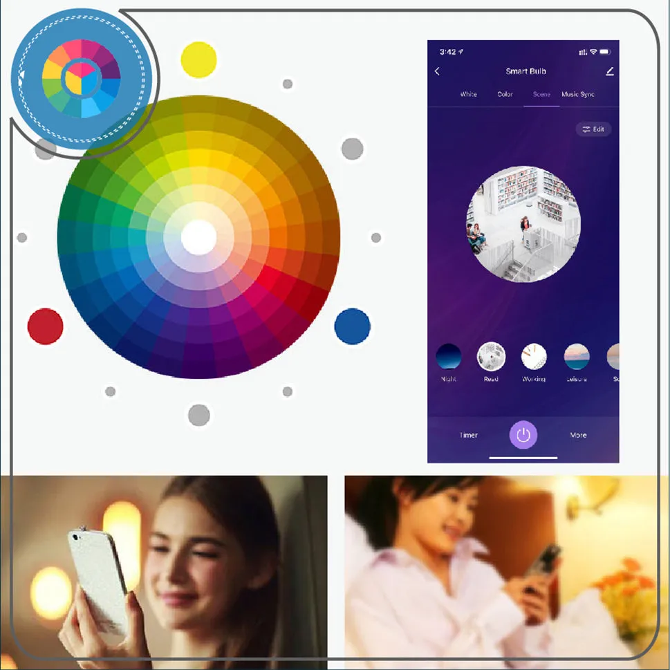 Marrath Smart Home Multi Color RGBCW Wi-Fi LED Bulb