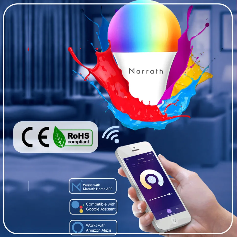 Marrath Smart Home Multi Color RGBCW Wi-Fi LED Bulb