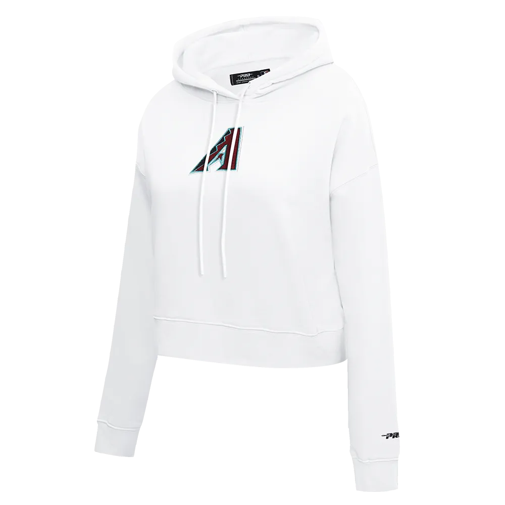 MLB ARIZONA DIAMONDBACKS CLASSIC WOMEN'S CROPPED FLC PO HOODIE (WHITE)