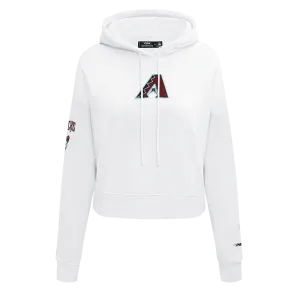 MLB ARIZONA DIAMONDBACKS CLASSIC WOMEN'S CROPPED FLC PO HOODIE (WHITE)