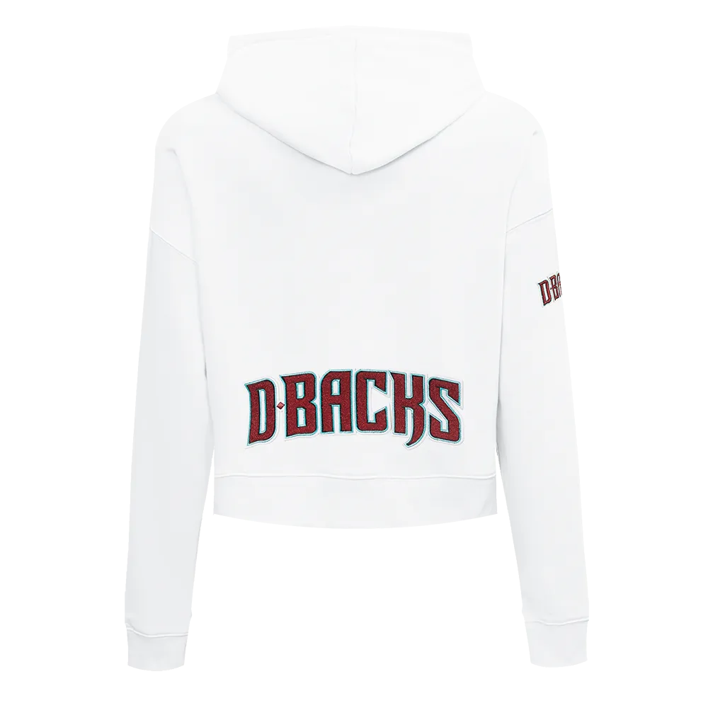 MLB ARIZONA DIAMONDBACKS CLASSIC WOMEN'S CROPPED FLC PO HOODIE (WHITE)