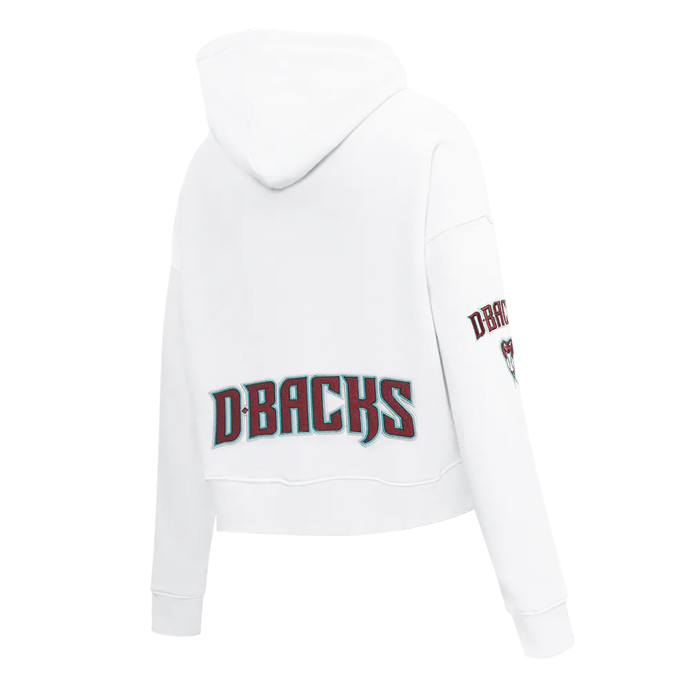 MLB ARIZONA DIAMONDBACKS CLASSIC WOMEN'S CROPPED FLC PO HOODIE (WHITE)