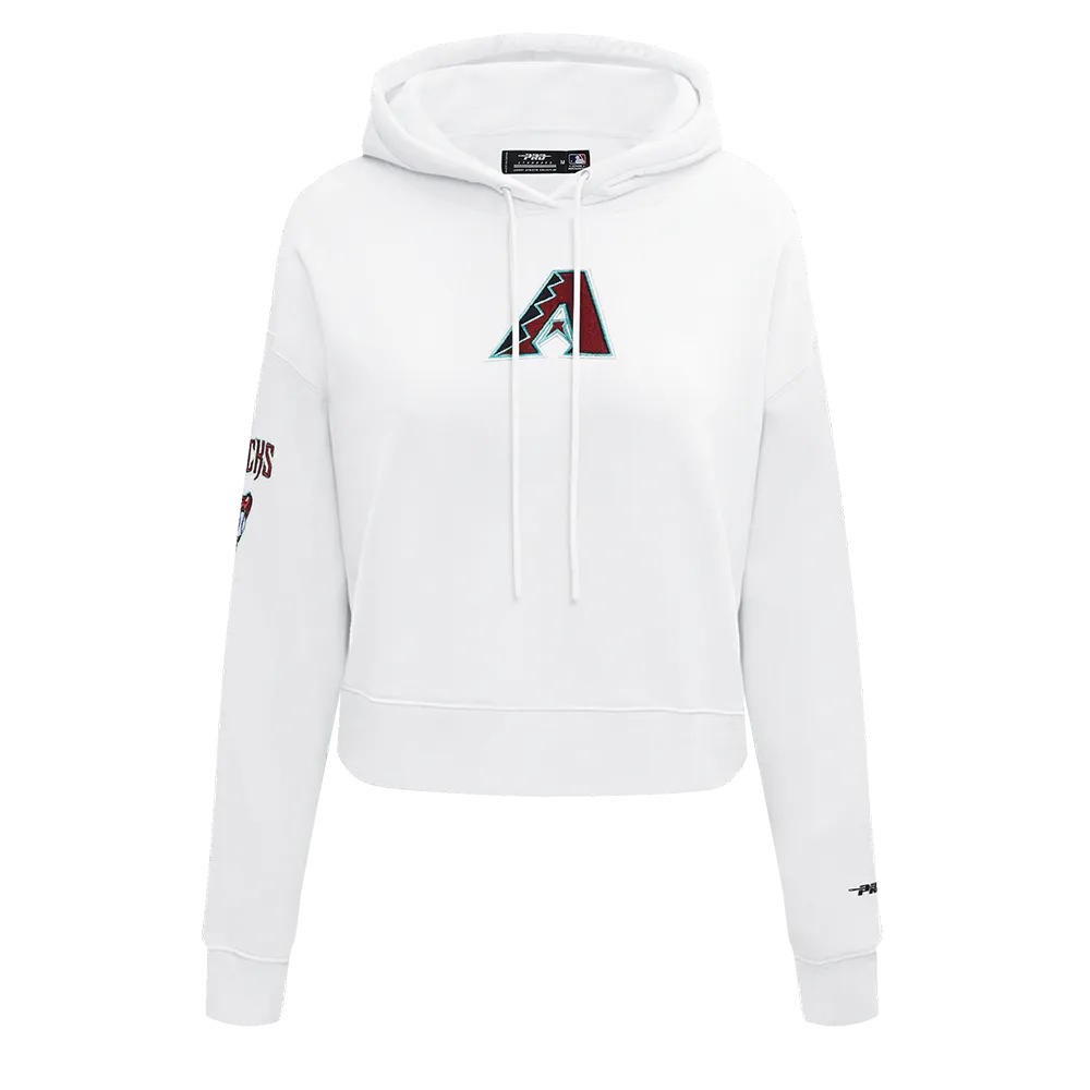 MLB ARIZONA DIAMONDBACKS CLASSIC WOMEN'S CROPPED FLC PO HOODIE (WHITE)