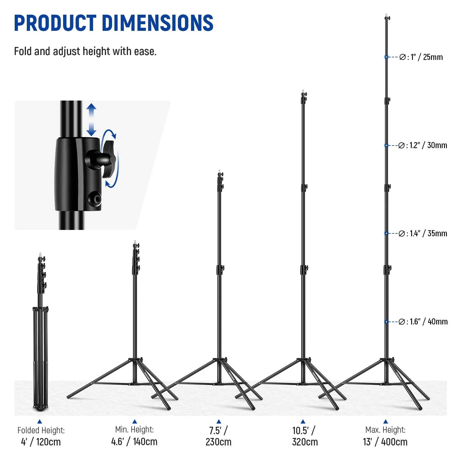 NEEWER 13ft/400cm Air Cushioned Light Stand