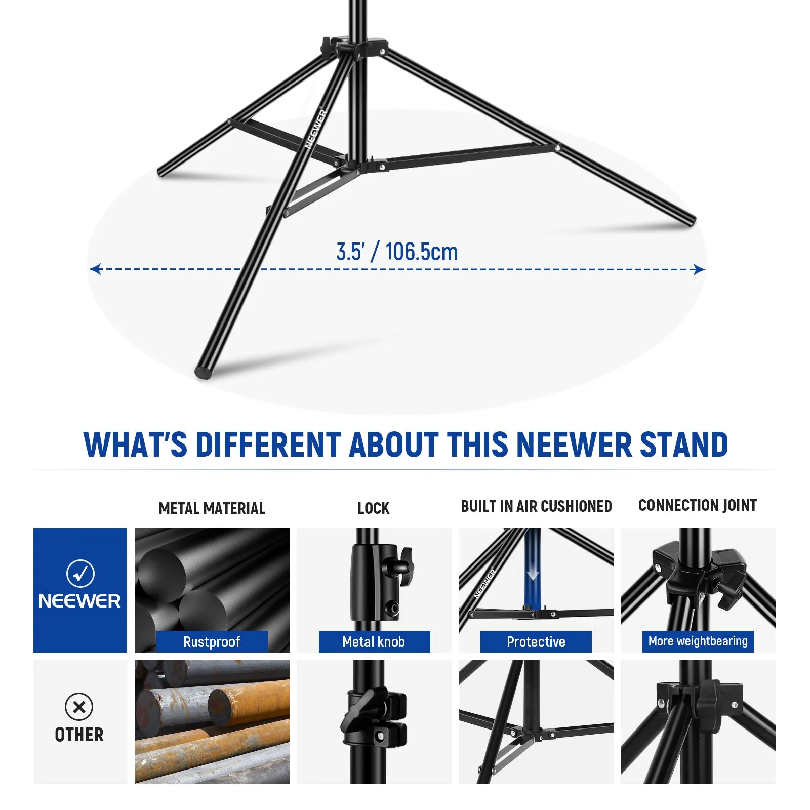 NEEWER 13ft/400cm Air Cushioned Light Stand