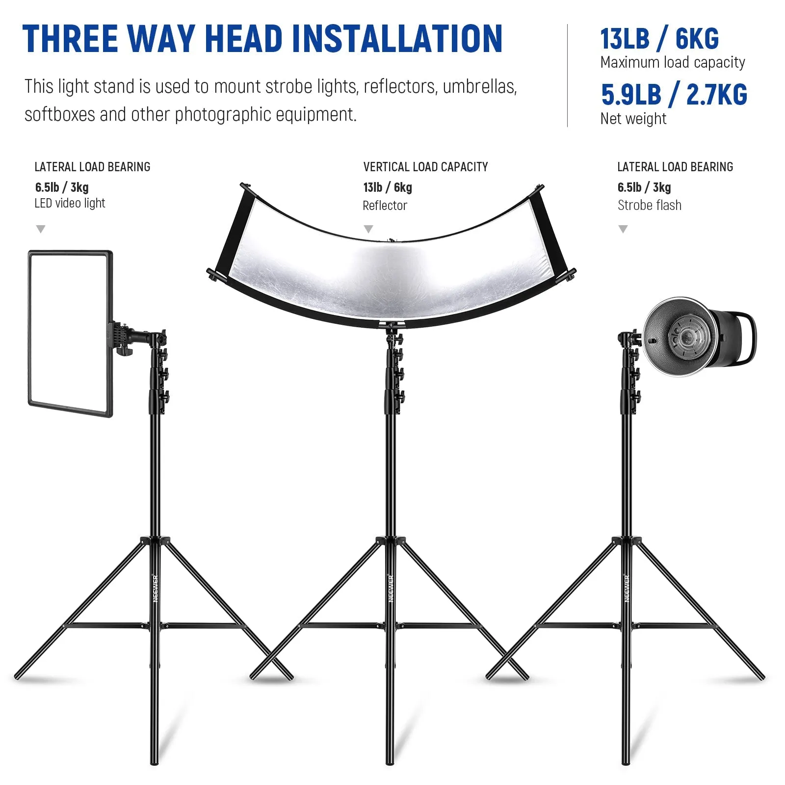 NEEWER 13ft/400cm Air Cushioned Light Stand