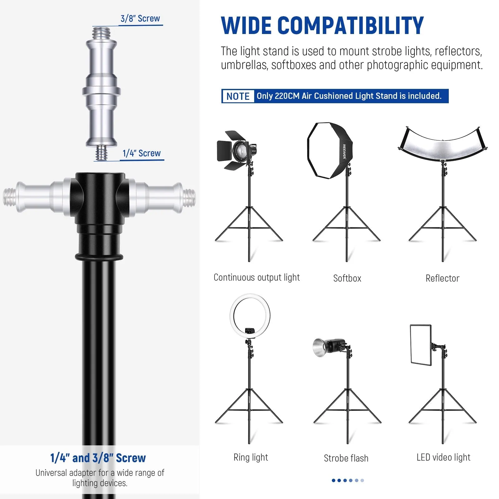 NEEWER 7.2ft/220cm Air Cushioned Light Stand