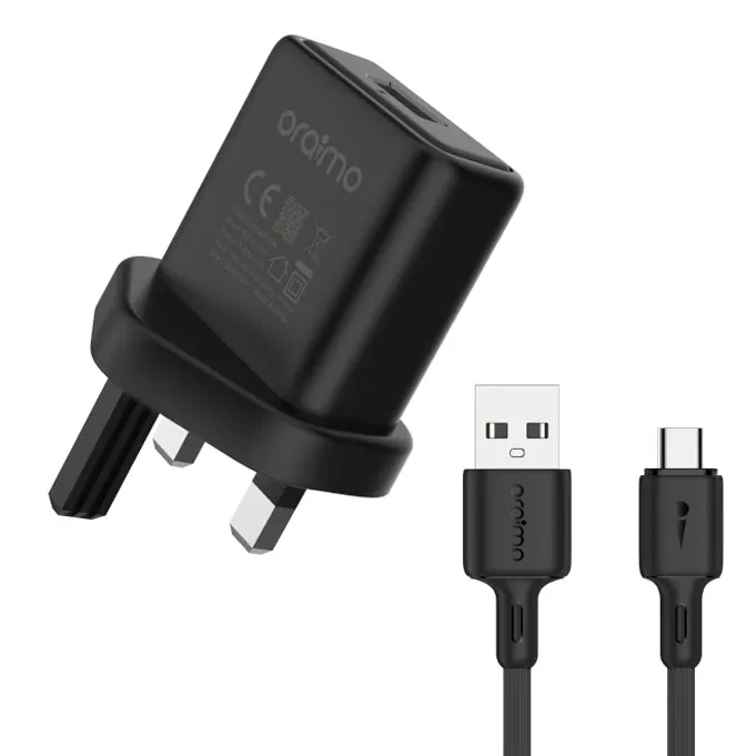 oraimo Cannon-2 5.0V/1.2A Mini UK Type Efficient & Durable Charger Kit